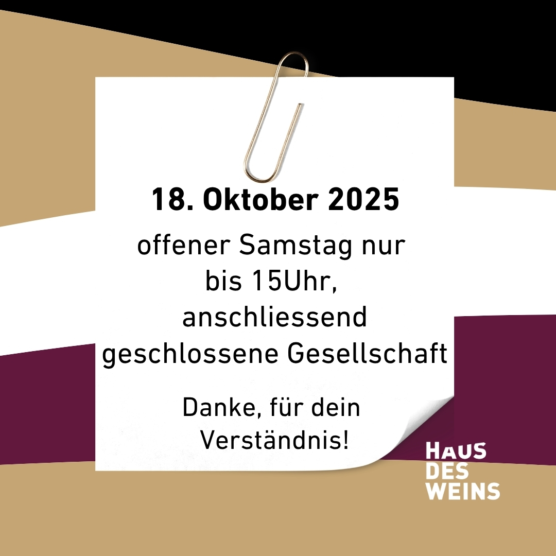 18. Oktober 2025: offener Samstag verkürzt